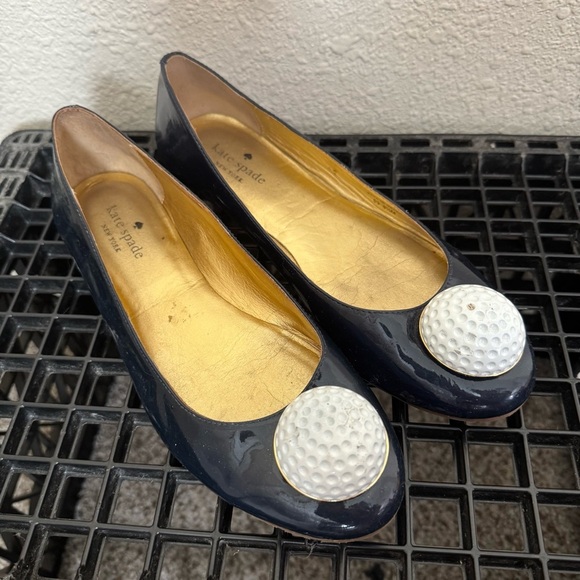 Kate Spade Golf Ball Navy Patented Flats - Picture 2 of 10